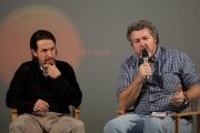 Pablo Iglesias, de Podemos, y Juantxo López Uralde, portavoz de Equo, en la rueda de prensa que han ofrecido sobre el Nuevo Modelo Energético.-JOSE LUÍS ROCA