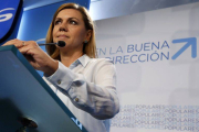 La número dos del PP, María Dolores de Cospedal, en rueda de prensa.-Foto: JUAN MANUEL PRATS