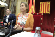 La presidenta del Parlament, Carme Forcadell, durante el debate de la ley de transitoriedad jurídica.-FERRAN NADEU