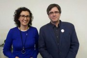 Marta Rovira y Carles Puigdemont, en una imagen reciente en Bruselas.-EL PERIÓDICO