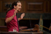 Pablo Iglesias, durante una rueda de prensa.-EL PERIÓDICO