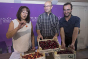 María Elena Compadre, Eduardo Hernando y Justo García presentaron ayer la Feria de la Cereza.-RAÚL G. OCHOA