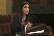 La portavoz de Unidos Podemos en el Congreso, Irene Montero, en febrero.-DAVID CASTRO