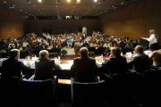 Un momento de la asamblea de la Hermandad de Donantes, celebrada en el salón de actos de la Casa del Cordón.-ISRAEL L. MURILLO