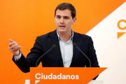 El presidente de Ciudadanos, Albert Rivera, condena la violencia de los CDR.-EFE / CHEMA MOYA