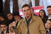 Pedro Sánchez, en un mitin celebrado en Zaragoza.-JAVIER BELVER