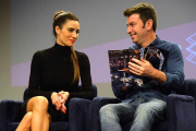 Pilar Rubio y Arturo Valls, durante la presentación de un programa en el festival.-ICAL