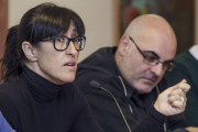 Agnés Mateus y Quim Tarrida, ayer, durante la rueda de prensa de presentación de ‘Hostiando a M.’.-Santi Otero