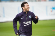 Leo Messi, en su retorno a los entrenamientos.-FC BARCELONA