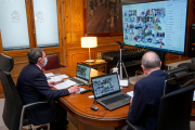El presidente de la Diputación, César Rico, durante el pleno telematico de ayer. SANTI OTERO