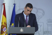 El presidente del Gobierno, Pedro Sánchez, durante una rueda de prensa.-DAVID CASTRO