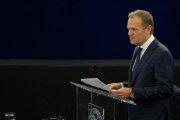 El presidente del Consejo Europeo, Donald Tusk, en la Eurocámara.-VINCENT KESSLER (REUTERS)
