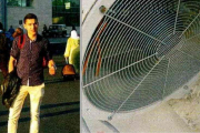 A la izquierda, Younes Abouyaqoub, en el aeropuerto de Tánger. A la derecha, extractor del aire acondicionado de un centro comercial de esa ciudad marroquí (imágenes de la tarjeta de memoria del terrorista).-EL PERIÓDICO