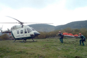 El cuerpo sin vida fue descubierto desde el aire por los agentes del helicótero de la Guardia Civil.-J. RASINES MURGA