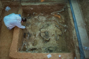 Restos de 60 fusilados de la represión franquista en una fosa común 113 del cementerio de Paterna (Valencia).-MIGUEL LORENZO