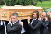 El actor Jim Carrey, en el funeral de su exnovia Cathriona White.-