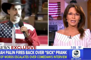La polémica entre el humorista Sacha Baron Cohen y la política Sarah Palin es noticia de losprincipales informativos de EEUU.-