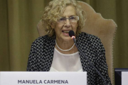 Manuela Carmena durante su intervención en el Vaticano.-Foto: ATLAS