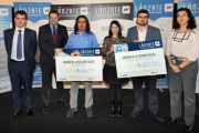 De izquierda a derecha: Pablo Gimeno, Óscar Valdivielso, Francisco Martín, Cristina Triana, Rubén Villar y María José Abajo, ayer, en la entrega de los premios.-ISRAEL L. MURILLO