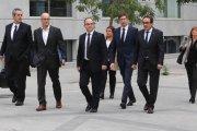 Siete de los consellers cesados a quienes la jueza Carmen Lamela ordenó prisión provisional.-/ JUAN MANUEL PRATS