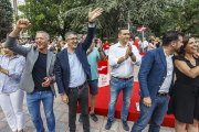 Patxi López, junto a los candidatos del PSOE y Luis Tudanca.