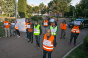 Concentración voluntarios de protección civil en un acto del PSOE.