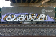 Pintadas vandálicas en un tren de mercancías.