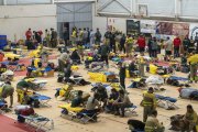 Polideportivo municipal Andrés Nicolás López Ruiz de Aldaya, donde 240 integrantes del dispositivo de Castilla y León descansan, una jornada más, para ayudar en las labores de rescate y limpieza causadas por la Dana en Valencia.