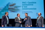 Germán Martínez, Ramón Sobremonte, Ángel Gómez y Javier Leal en el Aula Agraria de Caja Rural.