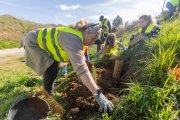 Voluntarios participan en una jornada medioambiental de la mano de Fundación Oxígeno en el parque de San Isidro.