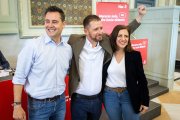 Daniel de la Rosa, Josué Temiño y Esther Peña, en la asamblea extraordinaria del PSOE de Burgos.