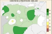 Mapa elaborado por la Aemet sobre el balance de precipitaciones de abril en CyL.