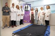 Integrantes del Proyecto PLAIISENS, Plataforma Inteligente Sensorizada para la Evaluación de Alteraciones Posturales y Discapacidad Motriz. (I a D) Sergio Martín Alvarez, técnico de proyectos del cluter SIVI; Hugo Gonzalo, gestor de proyectos de IESCYL y responsable de laboratorios del HCUV; Leticia Sierra Martínez Coordinadora de investigación Atencion Primaria Área Este; Rafael Sánchez , gerente.