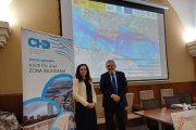 La comisaria de Aguas, Diana Martín, y el subdelegado del Gobierno en Burgos, Pedro de la Fuente, al inicio de la jornada