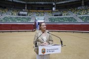 Cristina Ayala, durante su intervención en el albero del Coliseum Burgos.