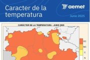 Mapa elaborado por la Aemet sobre el balance de la termperatura registrada en junio en CyL.