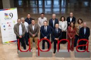 Representantes de la comisión de gerencias del G-9 de universidades, reunidos en Pamplona bajo la presidencia del rector de la Universidad de Oviedo, Ignacio Villaverde Menéndez.