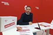 Josué Temiño, durante la presentación de la campaña 'Hablamos' del PSOE de Burgos.