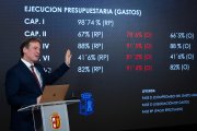 El presidente de la Diputación, Borja Suárez, en plena presentación de la liquidación del presupuesto de 2025.