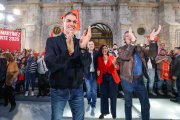 Pedro Sánchez, en Burgos, durante el inicio de la campaña en Castilla y León.