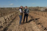 En la fotografía Feijoo conversa con el presidente de la DO Ribera del Duero en un viñedo.