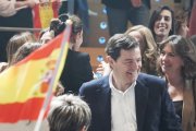 El candidato del PP a la reelección como presidente de la Junta, Alfonso Fernández Mañueco, clausura en Burgos un acto con motivo del Día Internacional de la Mujer.
