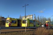 Imagen de ambulancias en el lugar del accidente.