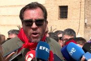 El ministro de Transportes y Movilidad Sostenible, Óscar Puente, en la atención a medios en Villalar.