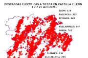 Descargas eléctricas a tierra en Castilla y León el 29 de abril de 2026.