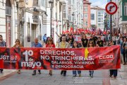 Instante de la manifestación convocada por CCOO y UGT por el Día del Trabajo.