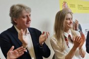 Carlos Martínez y la ministra Sara Aagesen, este sábado en Ponferrada durante el homenaje a Nevenka Fernández