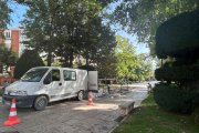 Los operarios trabajaban este viernes en los arreglos de la fuente ornamental del paseo Marceliano Santa María.