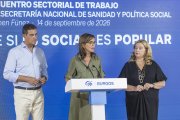 Ángel Ibáñez, Carmen Fúnez y Cristina Ayala, en la sede del PP de Burgos.