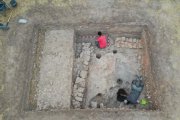 Excavación de la cocina de época romana en Sasamón.